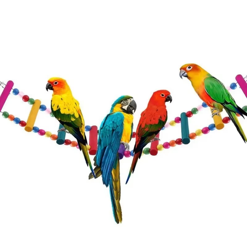 Bird Toys Set Swing Chewing Training Toys Small Parrot Hanging Hammock Parrot Cage Bell Perch Toys with Ladder Pet Supplies 1Pc