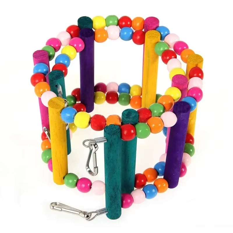 Bird Toys Set Swing Chewing Training Toys Small Parrot Hanging Hammock Parrot Cage Bell Perch Toys with Ladder Pet Supplies 1Pc